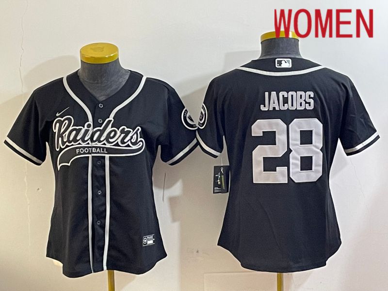 Women Oakland Raiders #28 Jacobs Black Joint Name 2024 Nike Limited NFL Jersey style 1->women nfl jersey->Women Jersey